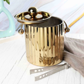 Metallic Ice Bucket With Tong
