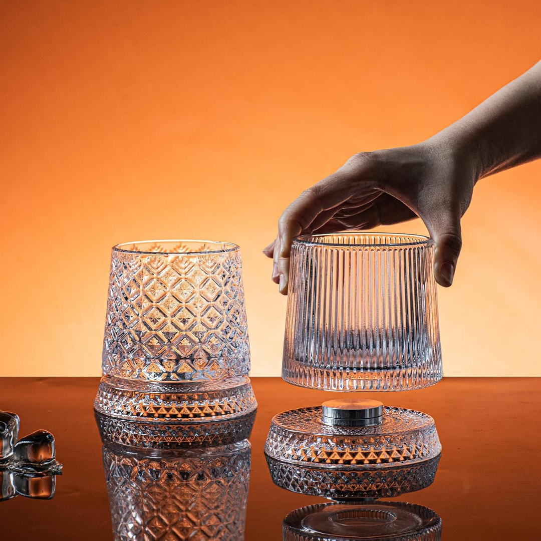 Rotating Whiskey Glasses With Revolving Base – Pure Crystal