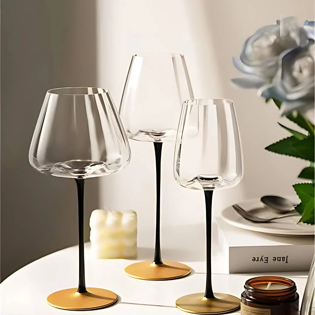 Black Stem Copper Base Wine Glass (Pack Of 2) (Made In Italy)