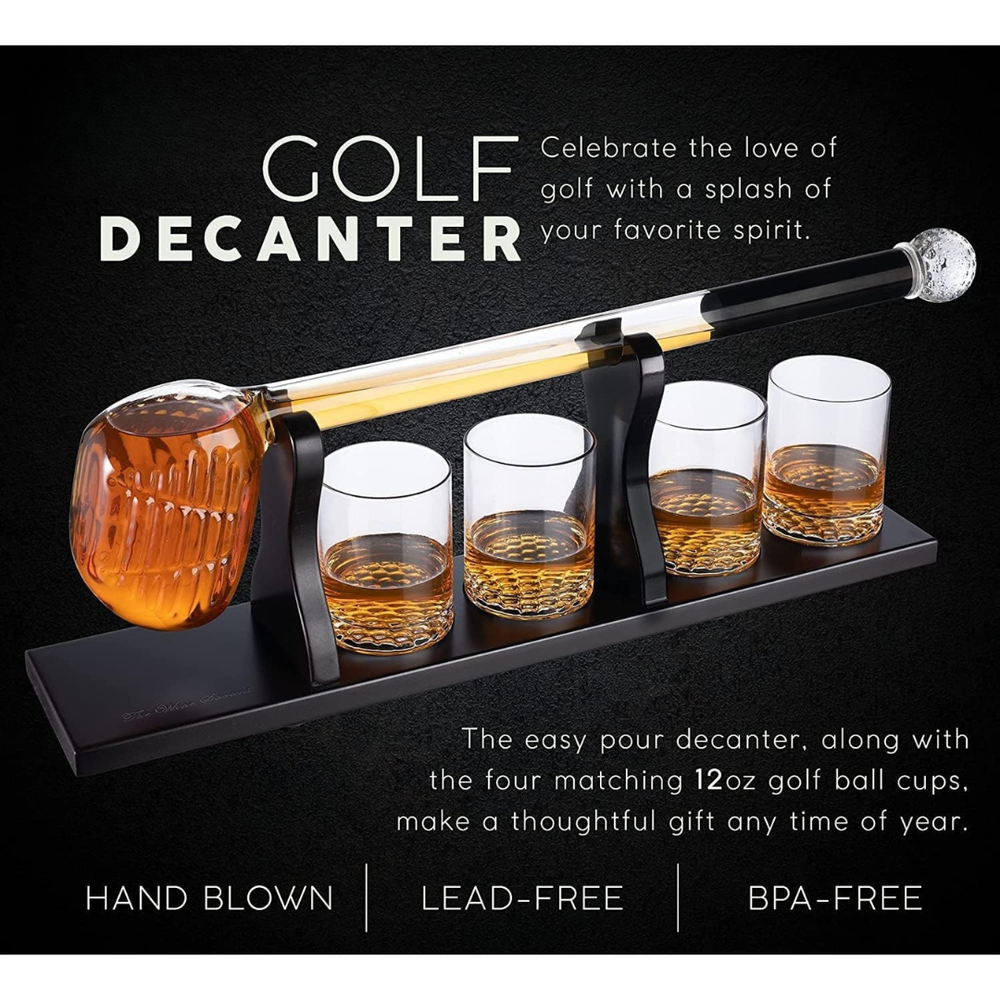 Golf Whiskey Decanter Set - Pure Crystal (Premium Gift Box) showcasing elegant design and fine craftsmanship.
