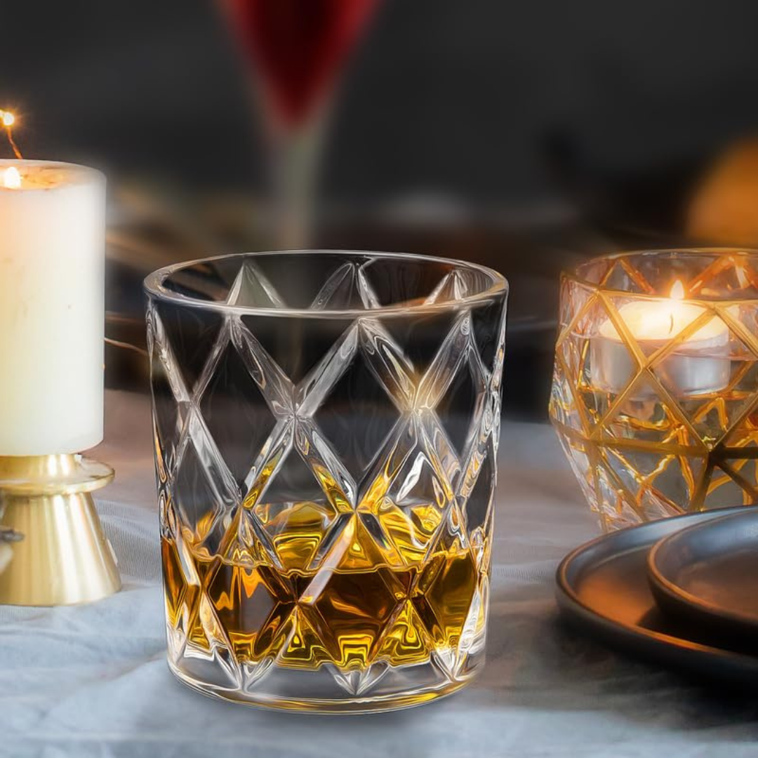 Milano Crystal Cut Whiskey Glass - Made In Italy - Set Of 6
