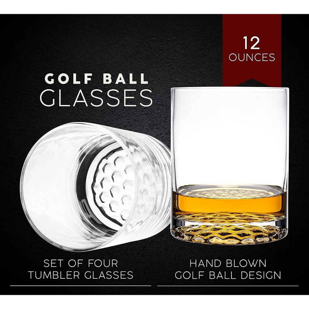 Golf Whiskey Decanter Set - Pure Crystal (Premium Gift Box) featuring golf ball design glasses