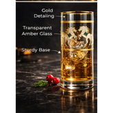 Royal Stallion Crystal Glass - Real Gold Plated - Set Of 6 - Premium Leather Box