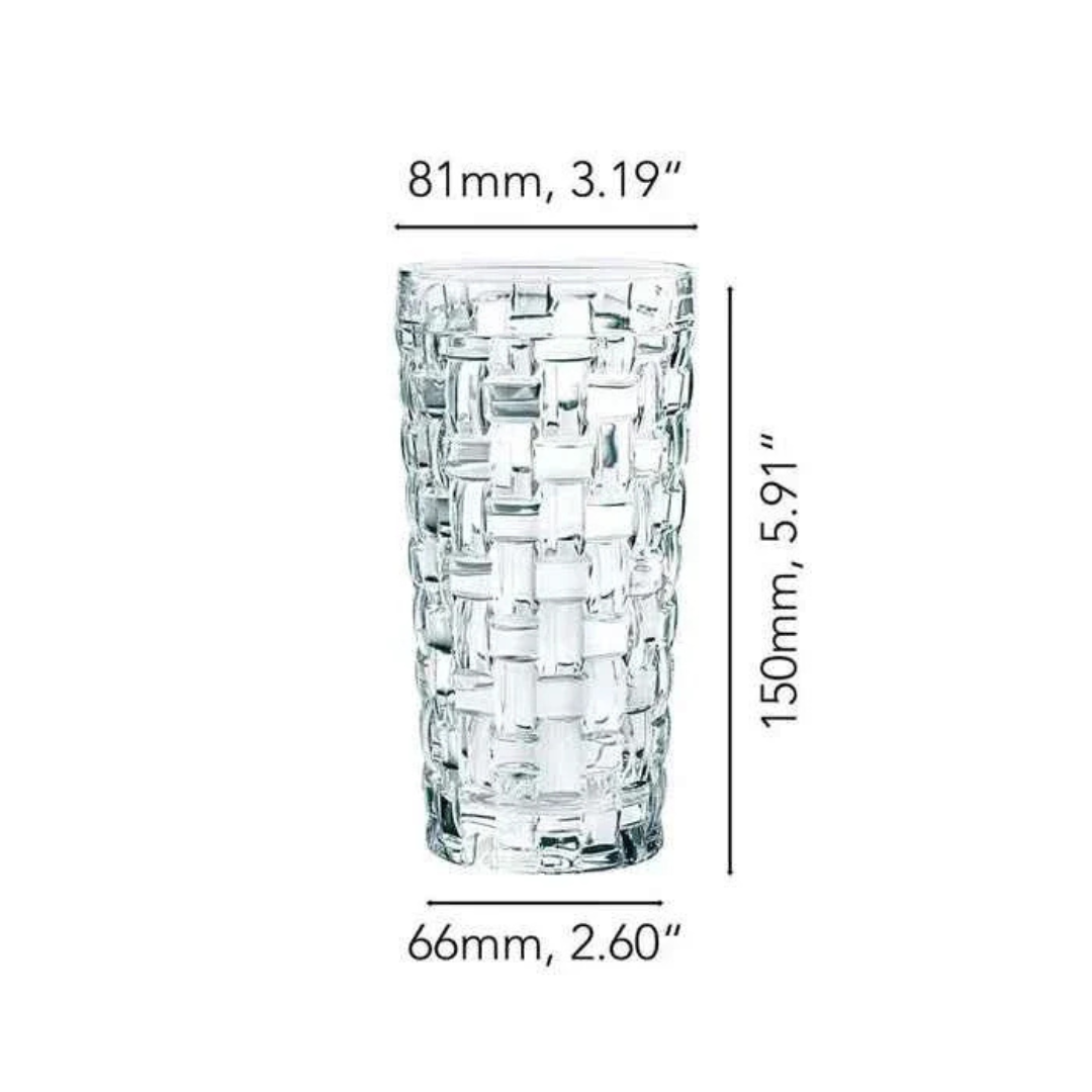Crystal Gridlock Hi Ball Glass - Pack Of 6 - Made Of Finest Crystal