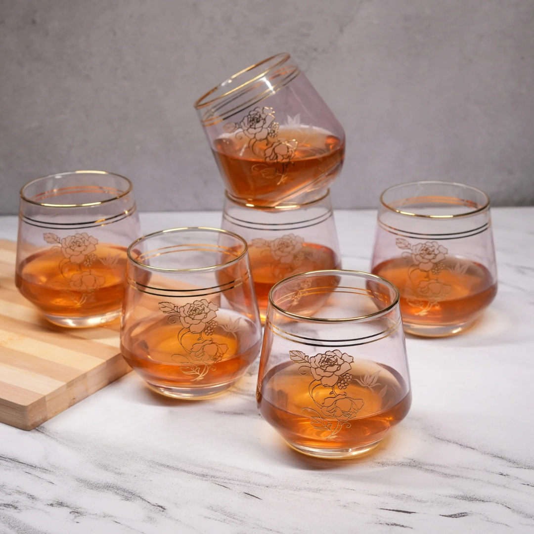 Blush & Gold Whiskey Glass (Pack Of 6) Blush & Gold Whiskey Glass (Pack Of 6)