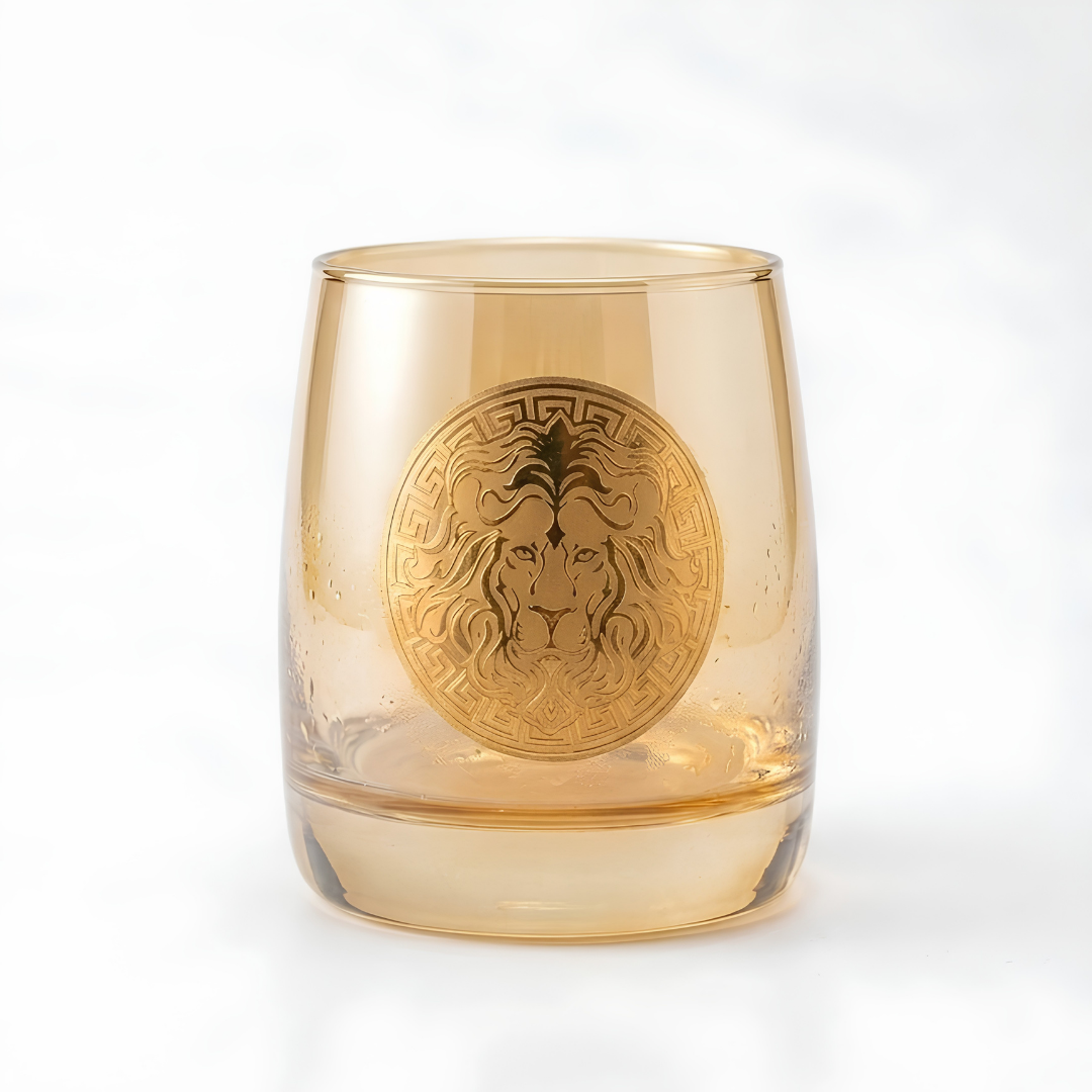 Majestic Gold Lion Whiskey Glass 300ml – Bohemian Crystal | Set of 6