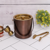 Golden Copper Ice Bucket With Jigger And Tong