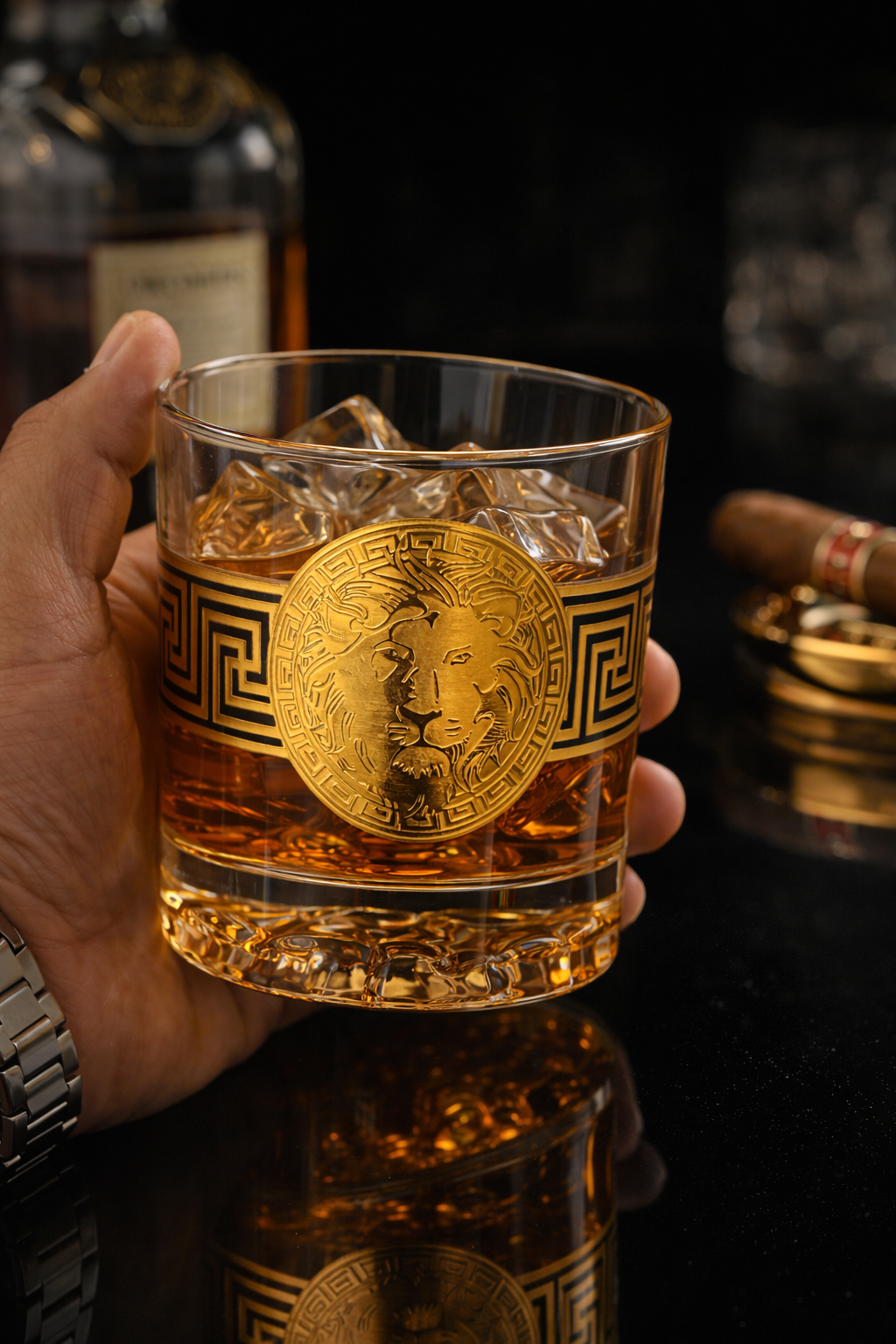 Lion Legacy Whiskey Glass - Set Of 6 - Real Gold Plated