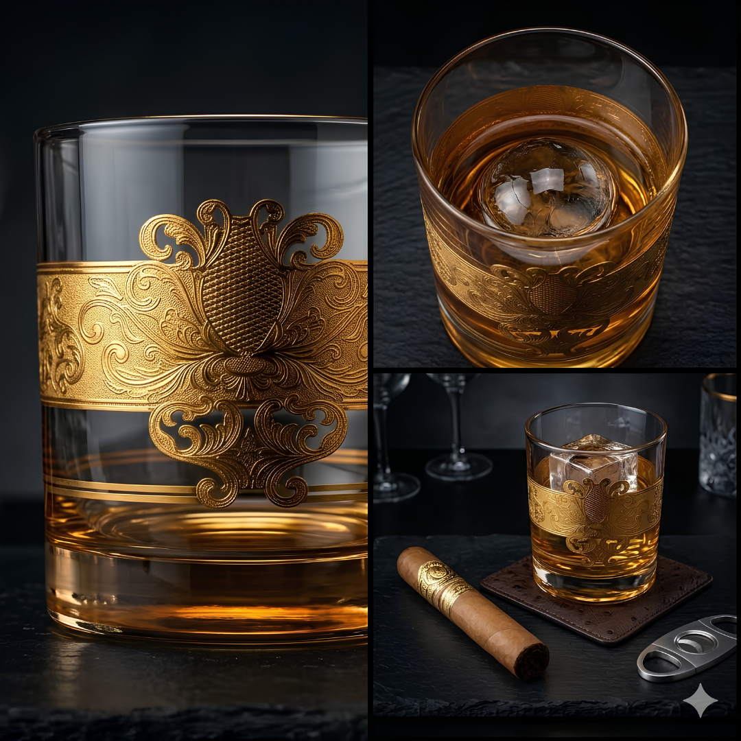 Emperor’s Reserve Crystal Whiskey Glass – Real Gold Plated | Set of 6