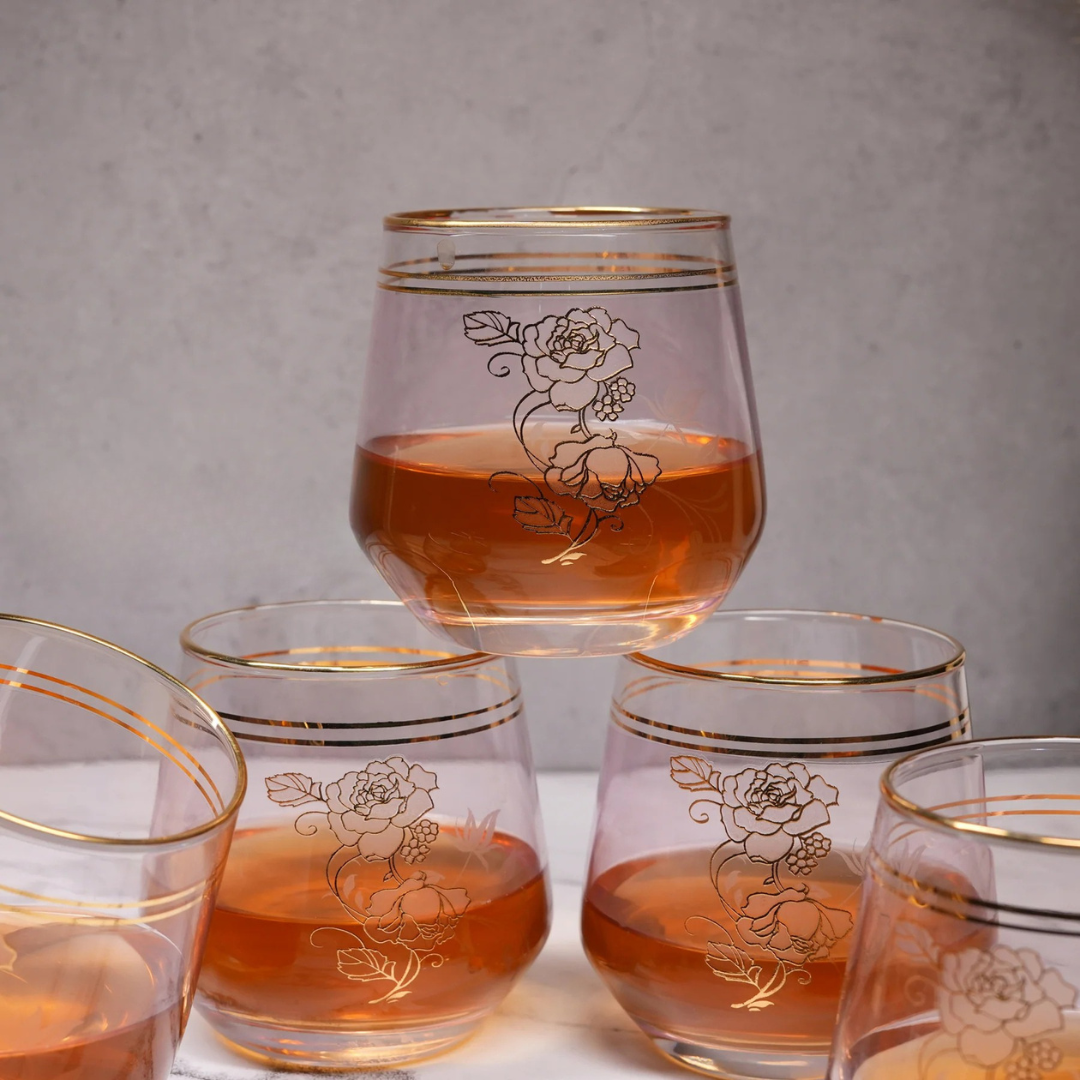 Blush & Gold Whiskey Glass (Pack Of 6) Blush & Gold Whiskey Glass (Pack Of 6)