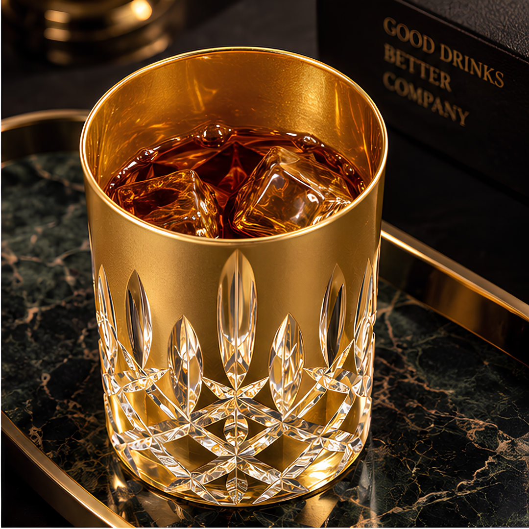 Senior's Pure Crystal Whiskey Glass – Real Gold Plated - Made In Scotland