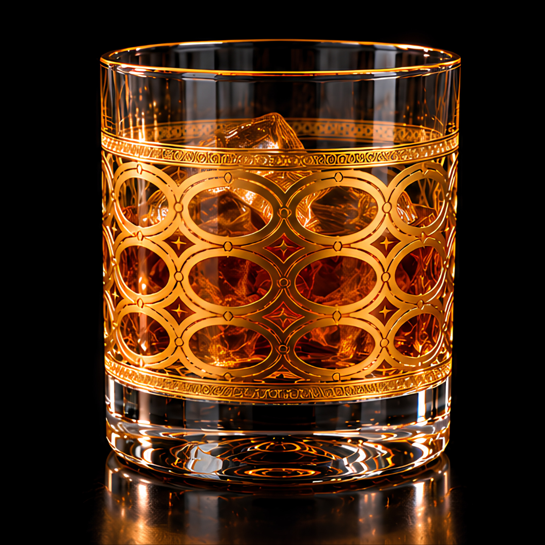 Gilded Crystal Whiskey Glass - Set Of 6 - Made In Turkey - 350 ML
