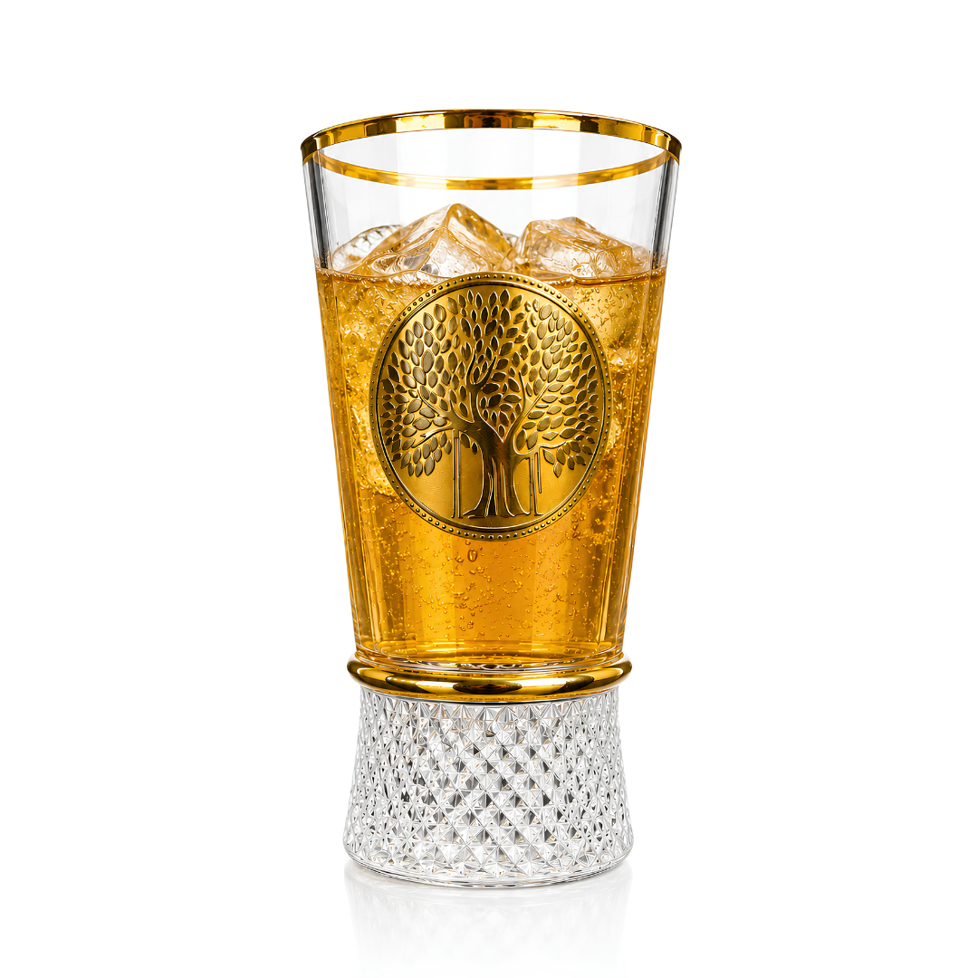 Royal Bonsai Crystal Tumbler – Real Gold Plated | Set of 6