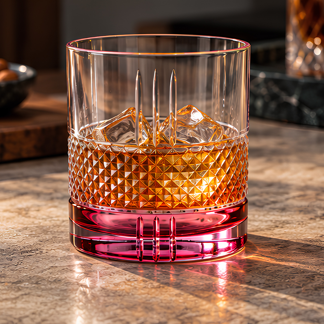Regal 6 Colour Crystal Whiskey Glasses, Set of 6, 350 ml | Made in Italy