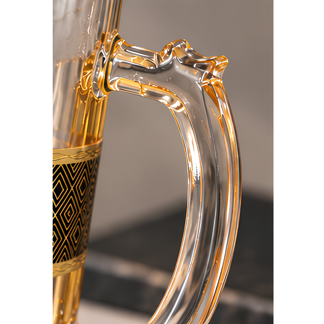 Lion Design Crystal Beer Mugs - Made In Italy