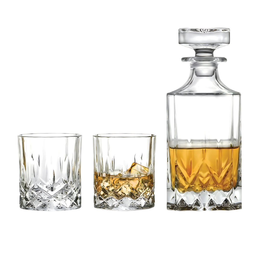 Opera Whiskey Decanter Set With 6 Glasses - Made Of Finest Crystal