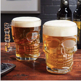 Skull Beer Mug with detailed design, perfect for beer lovers.