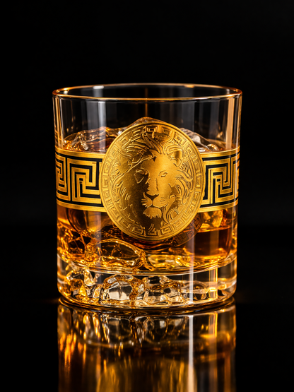 Lion Legacy Whiskey Glass - Set Of 6 - Real Gold Plated