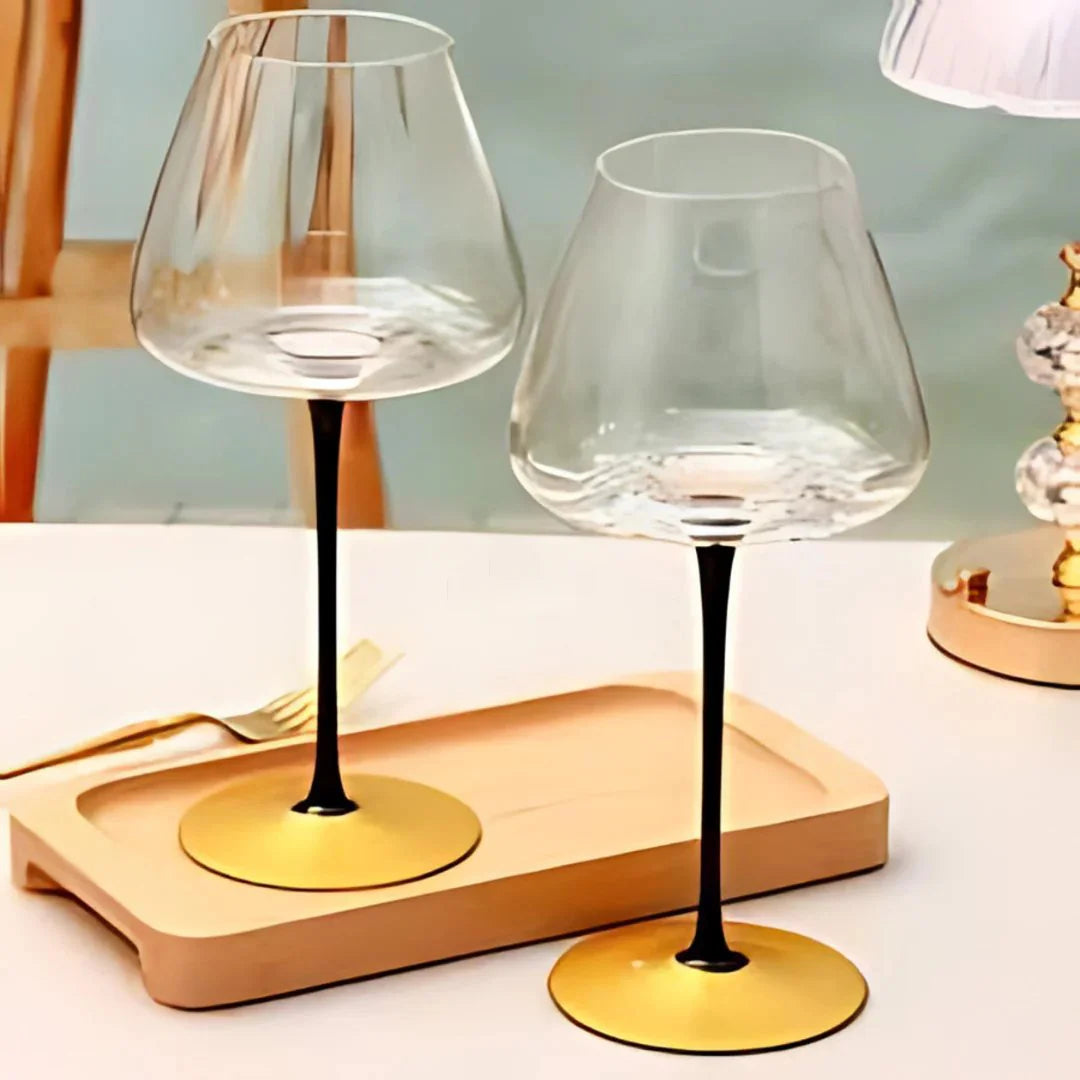 Black Stem Copper Base Wine Glass (Pack Of 2) (Made In Italy)