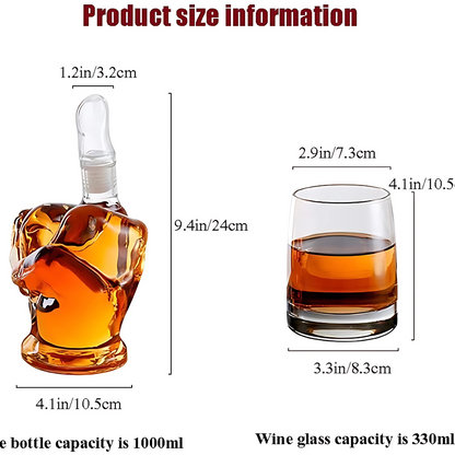 Middle Finger Crystal Whiskey Decanter Set - 1 Decanter 2 Glasses 1 Wooden Stand
