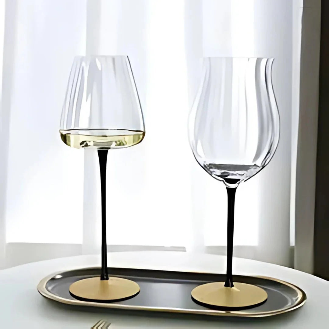 Black Stem Copper Base Wine Glass (Pack Of 2) (Made In Italy)