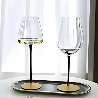 Black Stem Copper Base Wine Glass (Pack Of 2) (Made In Italy)