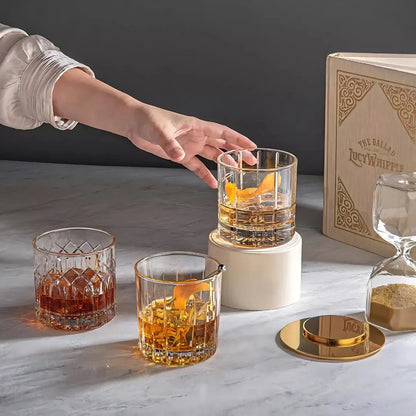 Draze Double Rock Whiskey Glass - Made Of Heavy Crystal