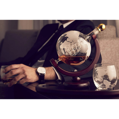Globe Decanter Set - 1 Decanter - 2 Glasses