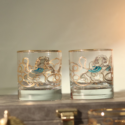Crystal Stallion Whiskey Glass – Real Gold Embossed | Set of 6 - With Leather Gift Box