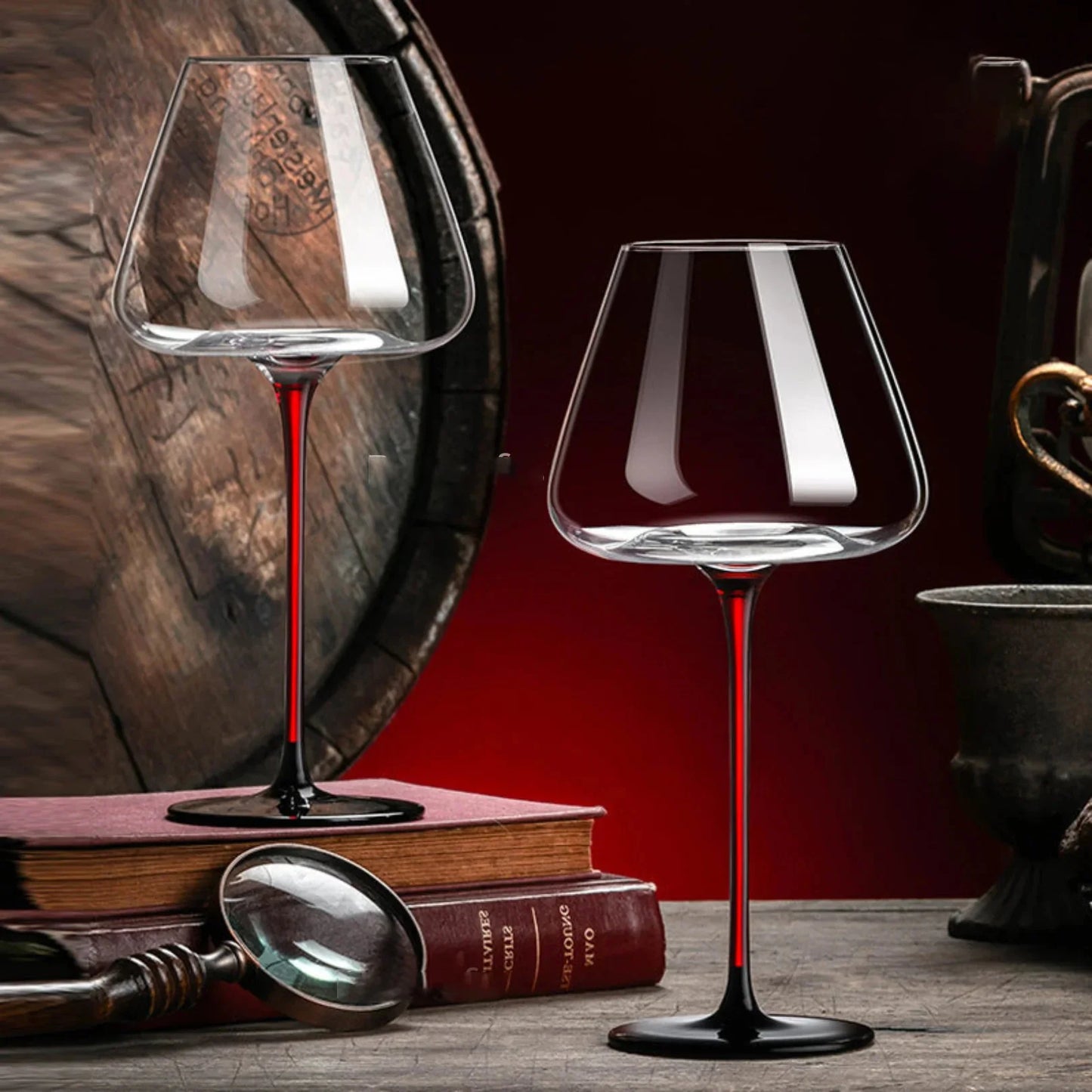 Red Stem Wine Glass (Pack Of 2) (Made In Italy)