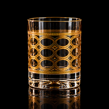 Gilded Crystal Whiskey Glass - Set Of 6 - Made In Turkey - 350 ML