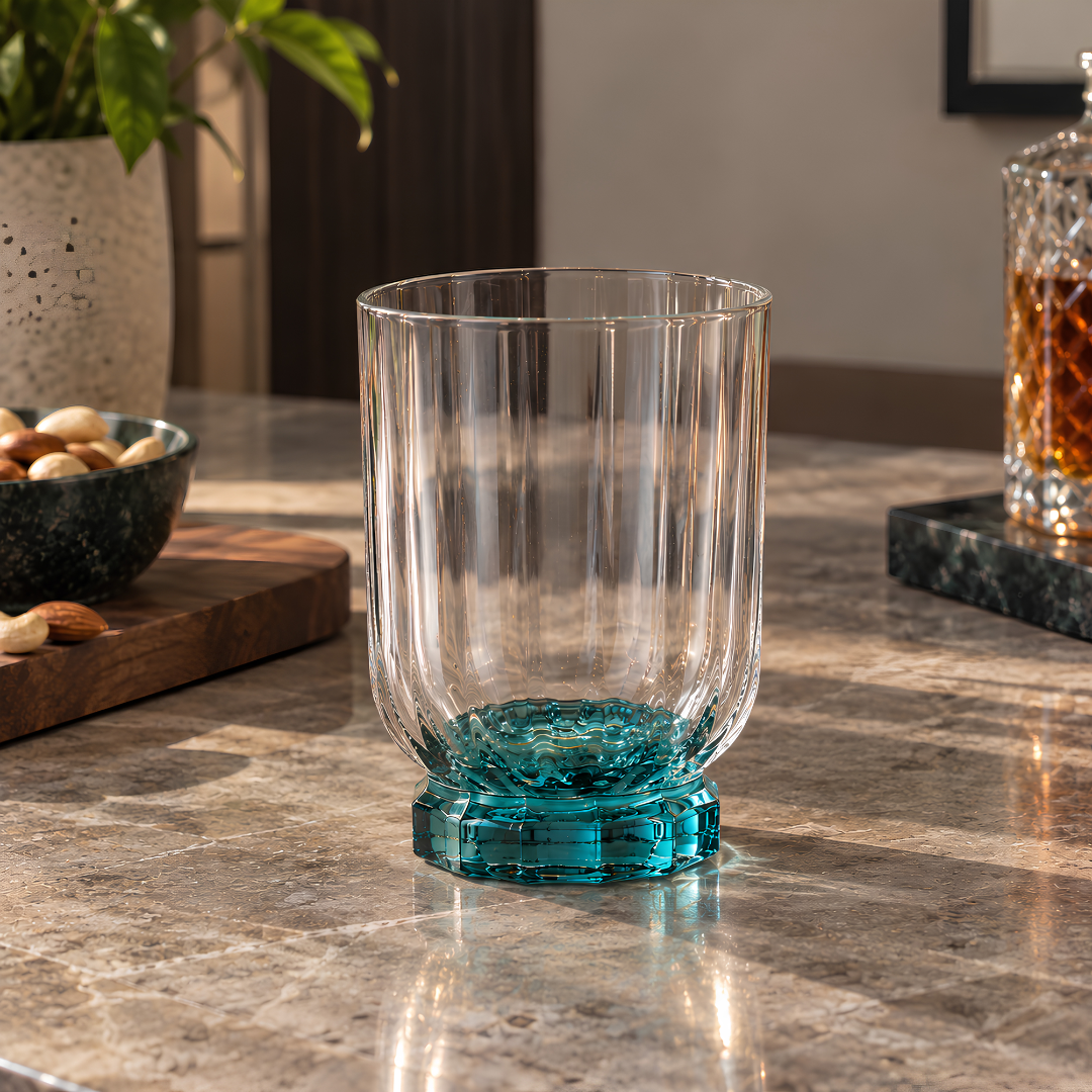 Lucent Blue Crystal Whiskey Glass - Set Of 6 - Made In Slovakia