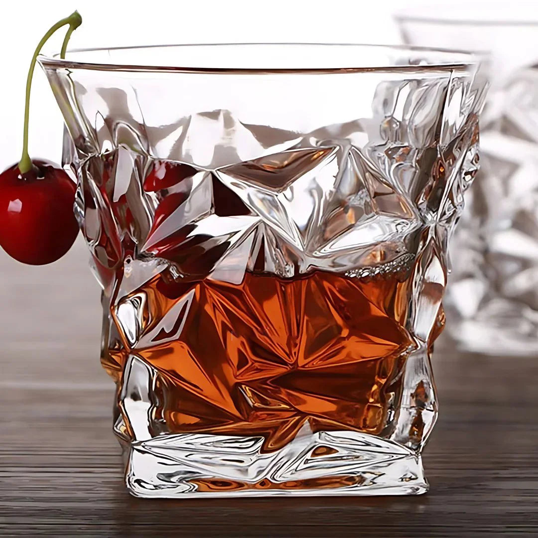 Glacier Cut Crystal Whiskey Glass - Set of 6 - Made In Italy