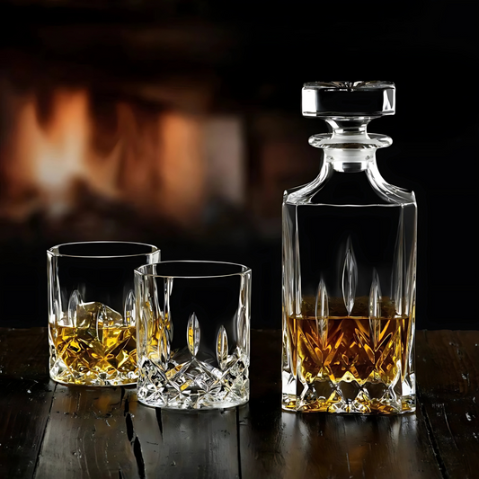 Opera Whiskey Decanter Set With 6 Glasses - Made Of Finest Crystal