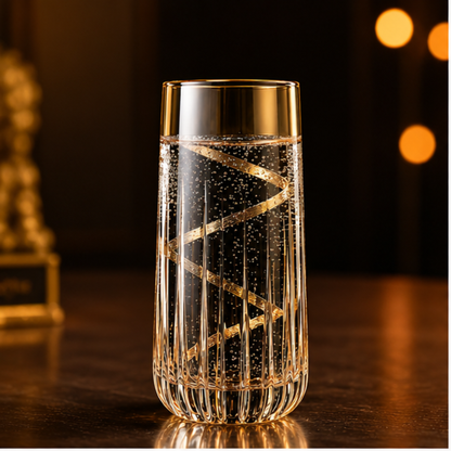 Amber Gold Crystal Glass – Set of 6 | Made in Italy