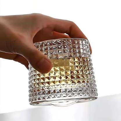 Rock & Roll Whiskey Glass - Pure Crystal - Set Of 6 With Premium Revolving Coasters