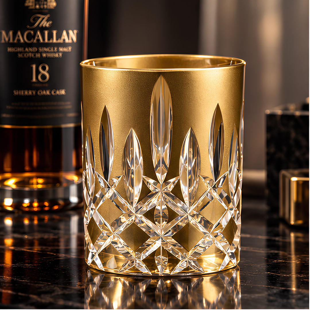 Senior's Pure Crystal Whiskey Glass – Real Gold Plated - Made In Scotland