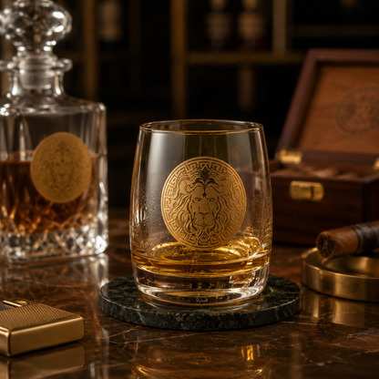 Amber & Gold Lion Glass – Set of 6 | Made in Italy