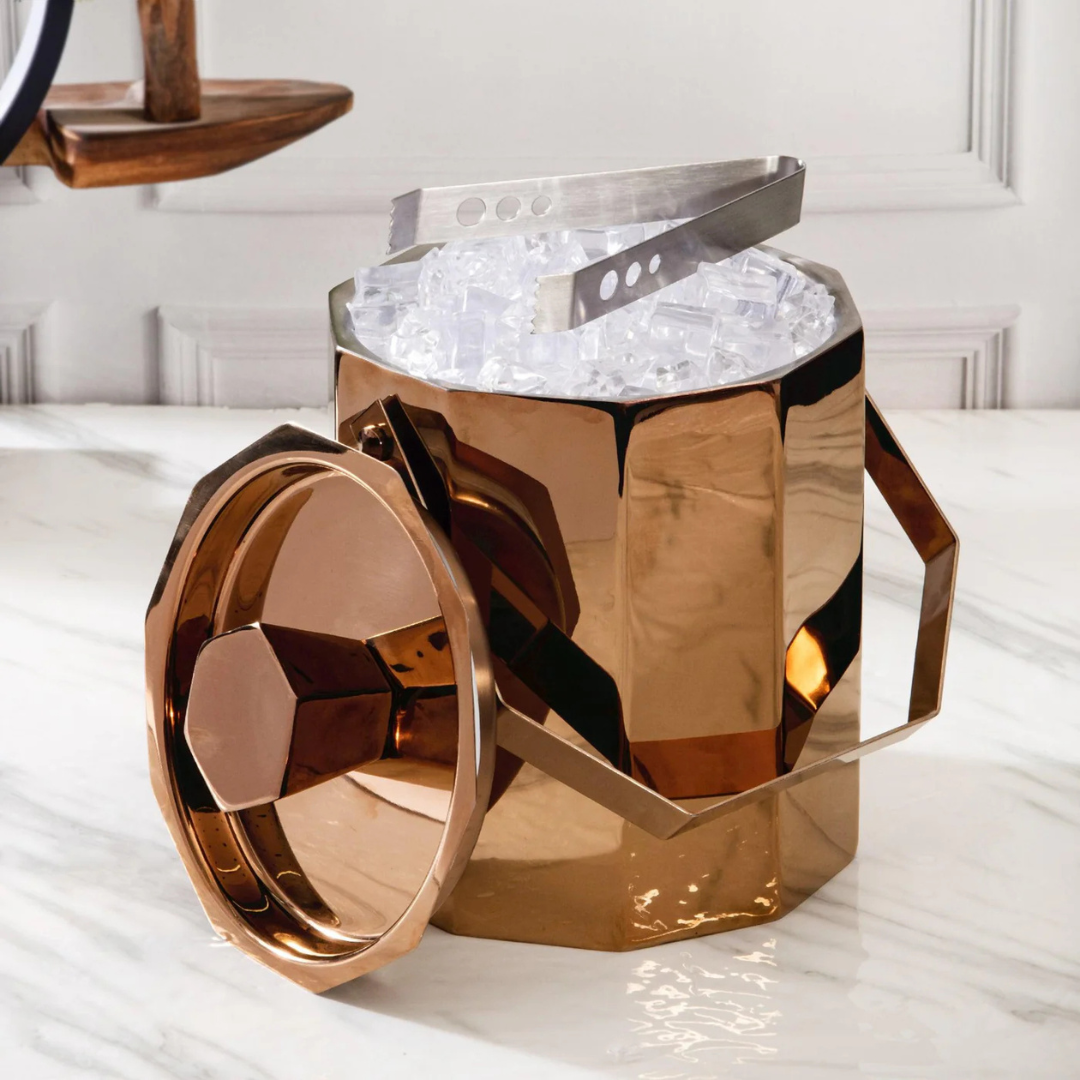 Hexagonal Ice Bucket With Tong