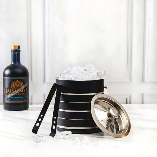 Silver Strip Black Ice Bucket