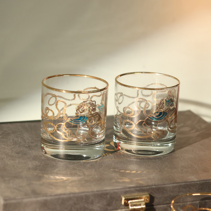 Crystal Stallion Whiskey Glass – Real Gold Embossed | Set of 6 - With Leather Gift Box