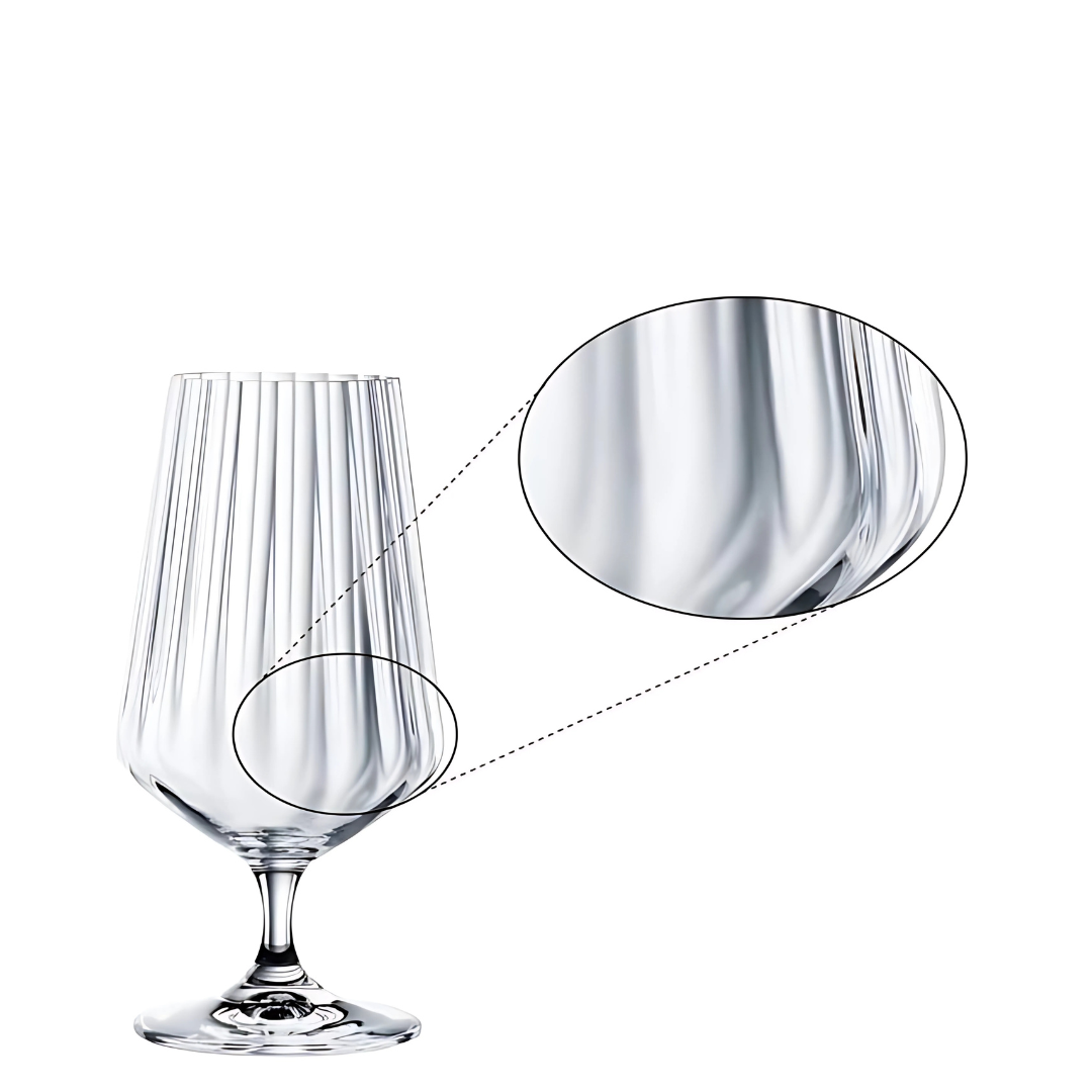 Ribbed Crystal Bistro Beer Glass - Set Of 4 - Made In Czech Republic