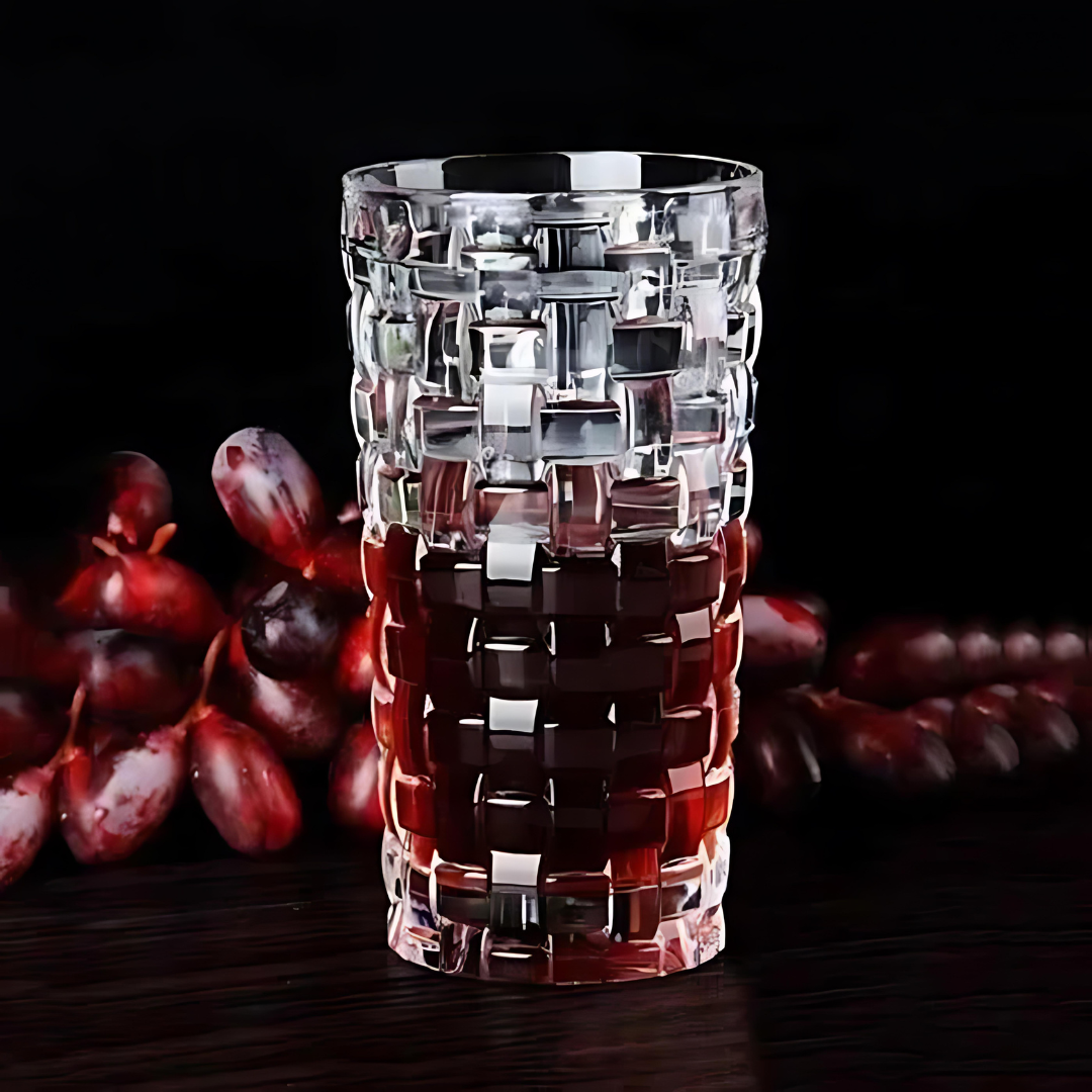 Crystal Gridlock Hi Ball Glass - Pack Of 6 - Made Of Finest Crystal