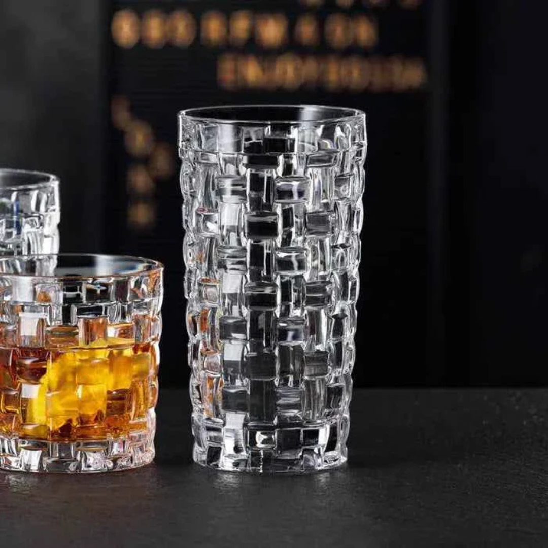 Crystal Gridlock Hi Ball Glass - Pack Of 6 - Made Of Finest Crystal