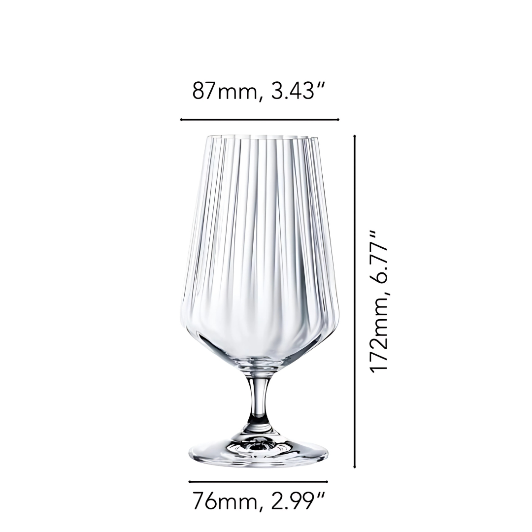 Ribbed Crystal Bistro Beer Glass - Set Of 4 - Made In Czech Republic