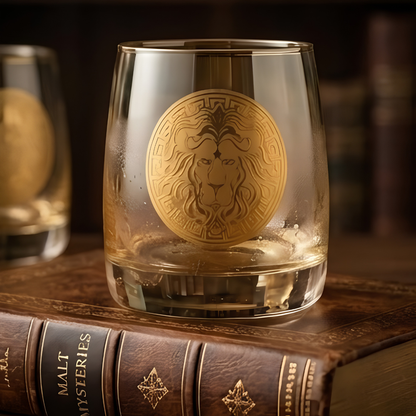 Majestic Gold Lion Whiskey Glass 300ml – Bohemian Crystal | Set of 6