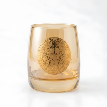 Majestic Gold Lion Whiskey Glass 300ml – Bohemian Crystal | Set of 6