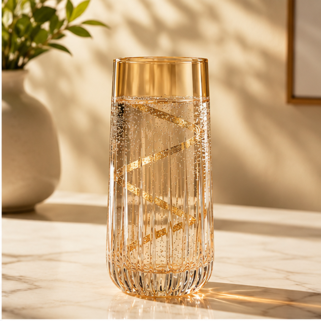 Amber Gold Crystal Glass – Set of 6 | Made in Italy