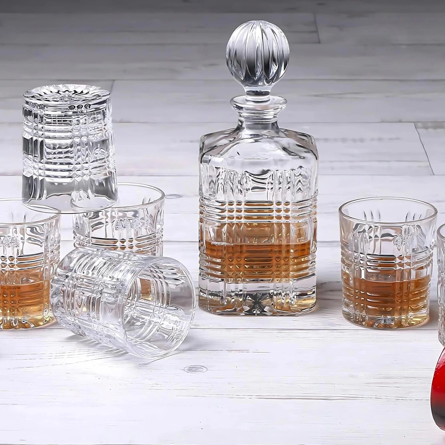 Eclipse Round Cap Crystal Whiskey Decanter Set