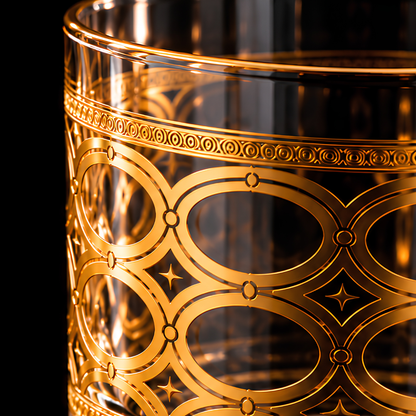 Gilded Crystal Whiskey Glass - Set Of 6 - Made In Turkey - 350 ML